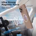 Magnetic for iPhone 14 Pro Max Case, Compatible with MagSafe, [Full Camera Protection][2 Screen Protectors], Suction Cup Phone Mount Silicone Shockproof Protective Phone Case 6.7", Light Brown