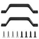 Mormchlots 2Pcs 6.1Inch Black Barn Door Handles, Heavy Duty Door Pull Handle Outdoor Sliding Gate Handle Outdoor Fence for Garage Closet Drawer Gate, Screws Not Included