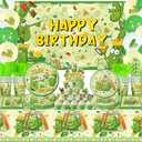 Pickle Birthday Decorations Pickle Party Decorations Include Happy Birthday Backdrop Plates Cups Napkins Cake Toppers Tablecloth Balloons Decor for Cucumber Party Supplies Serves 20