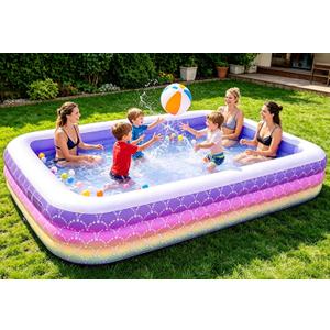 SULIFEEL Inflatable Rainbow Swimming Pool for Kids and Adults118"69"25" Oversized Outdoor Family Pool, Designed for for Backyard Garden Summer Water Party