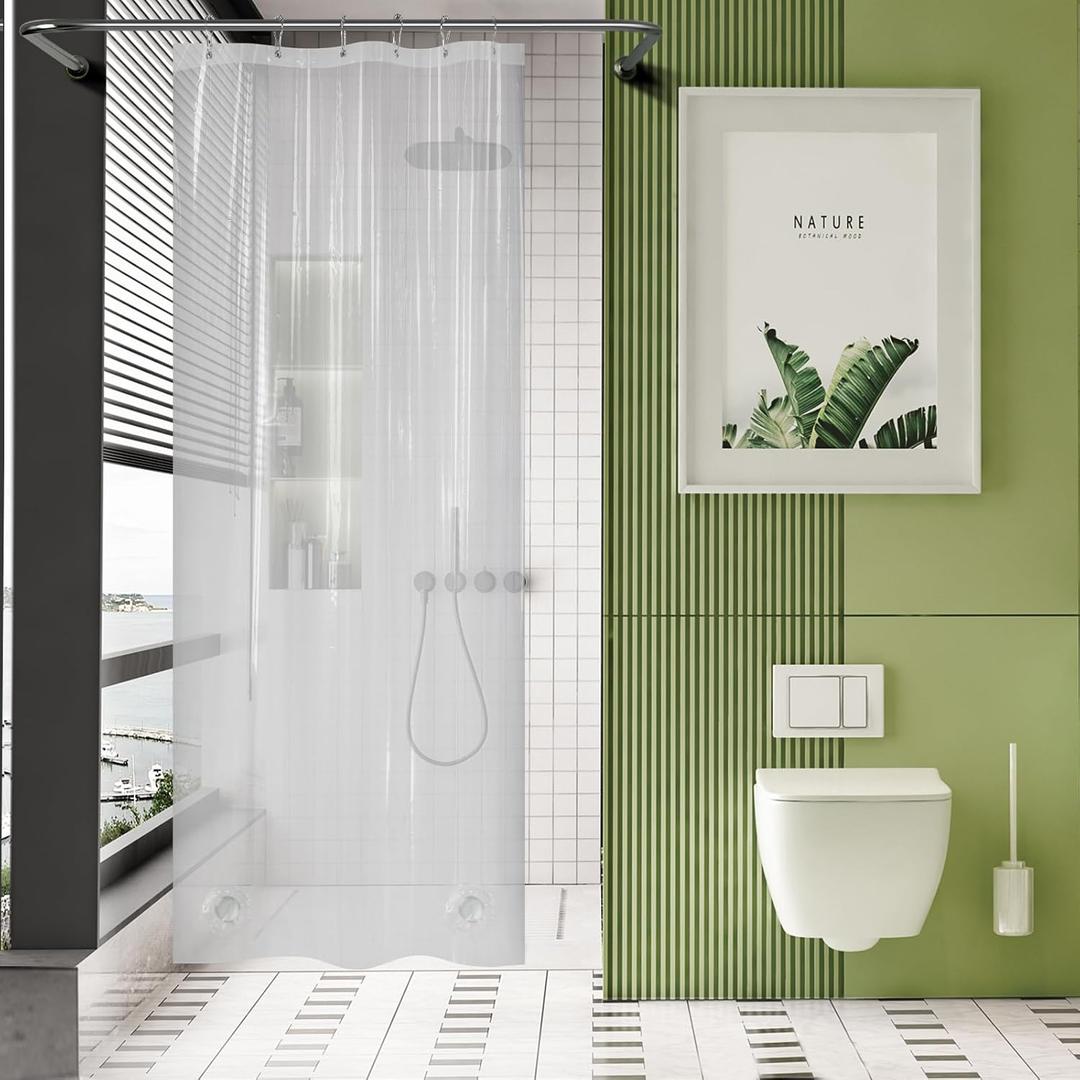 Shower Curtain Plastic Water Resistent PEVA Heavy Weight Thick Bathroom Clear Curtain, Minimalist Home Bathroom Curtain Décor 72x72 Inches