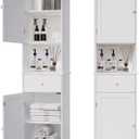 Viaozutis Tall Bathroom Cabinet, Storage Cabinet with 2 Doors & 2Drawer, with Ajustable Shelve, for Bathrooms, Kitchens,Entrances,BedroomsWhite