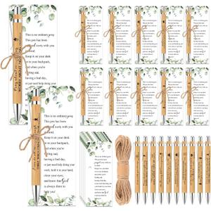 Tenceur 50 Sets Christian Gifts Bulk Bible Verse Bamboo Pens and Inspirational Bookmarks Religious Faith Based Gift for Party Women Men