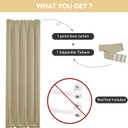 Deconovo Blackout Door Curtain for Glass Doors & Sidelights, Thermal Insulated Privacy Panel with Dual Rod Pockets & Adjustable Tieback, MachineWashable Curtain (25W x 40L, Beige, 1 Panel)