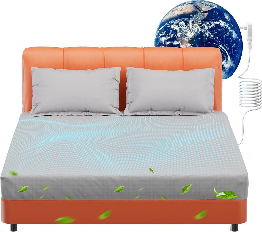 Grounding Sheets Queen,10% Pure Silver Fiber+90% Organic Cotton,Deep Pocket Grounding Bed Sheets.Grounded Fitted Sheets Set. (Gray)