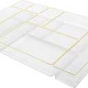 Martha Stewart Kerry Plastic Stackable Office Desk Drawer Organizers, Set of 8, with Gold Trim