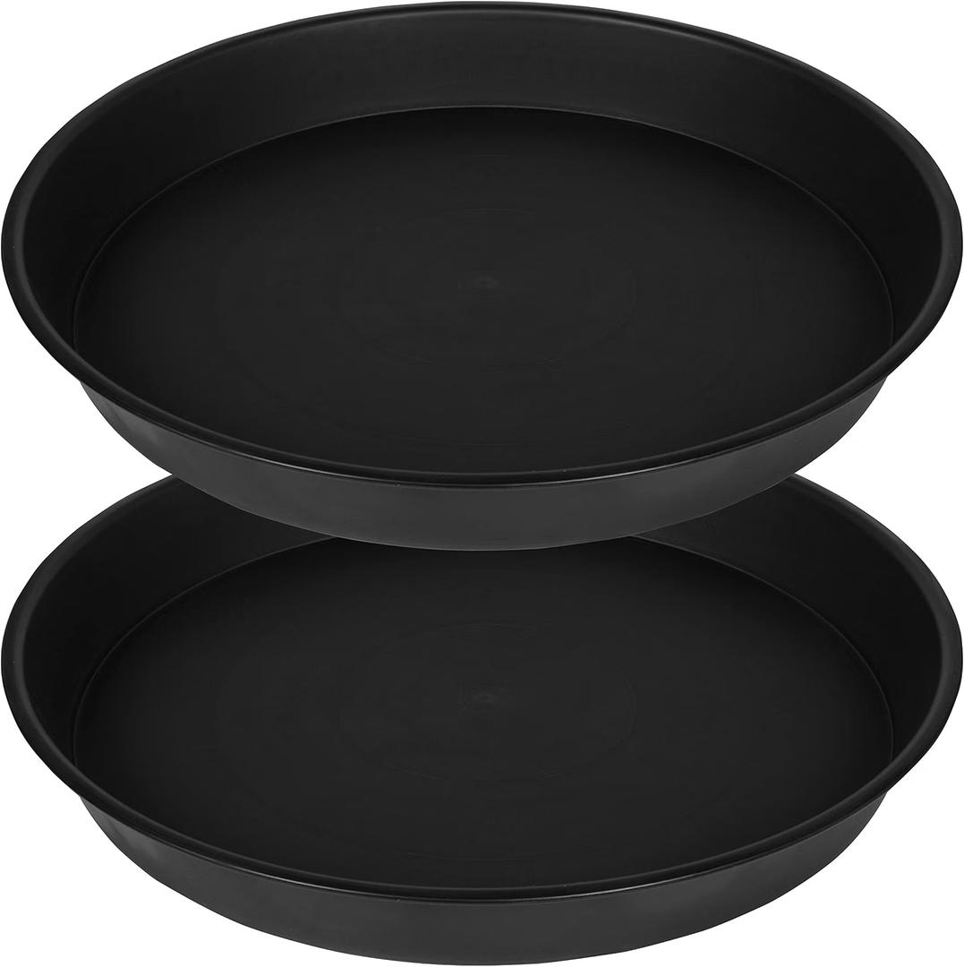 Bleuhome 2 Pack of 18 19 inch Plant Saucer (16.6 Inch Base), 2.7" Depth Tray, Large Deep Garden Plastic Flower Trays for Indoors Outdoor, Tray for Planter 15-19" (19", Black)