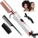 Hot Comb for Wigs Human Hair,Curling Iron with 12 Temp Settings Heating Up to 450F,Pressing Combs 110-240V Straightening Comb for Curl/Straight