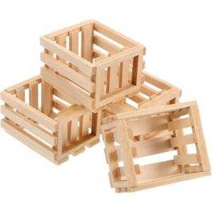 NUOBESTY 4pcs Scale Miniature Wooden Storage Baskets Decorative Decorative Storagebins for Dollhouse Craft Baskets