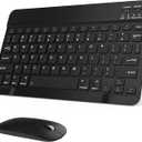 Rechargeable Bluetooth Keyboard and Mouse Combo, Universal Ultra-Slim Wireless Keyboard Mouse Set for Android Windows iPad iPhone Samsung Tablet Portable Compact Keyboard Set (Black)