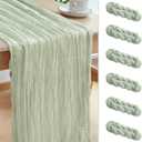 Le courant 6pcs 10Ft Cheesecloth Table Runner, Rustic Boho Gauze Cheese Cloth Runner Table Runner for Weddings Bridal Baby Shower Birthday Holiday Parties Home Decor, Sage Green