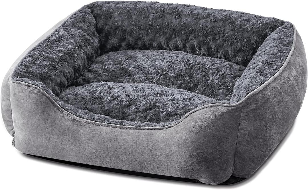 JOEJOY Rectangle Dog Bed for Large Medium Small Dogs - Washable Orthopedic Sofa Bed, Soft Breathable Puppy & Pet Cuddler, Durable Calming Dog Bed with Anti-Slip Bottom, Multiple Sizes, Dark Grey (M(25"x 21"x 8"))