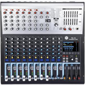 W IN-MIX 10 Channel Professional Multi-Functional Mixer,99DSP Digital Effects, MP3 Player, 48V Phantom Power with Independent Mute Switches Audio Console For Studio & Stage