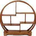 NWFashion Chinese Wooden Rosewood Display Stand Decoration 11" Curio Cabinets Shelf (Circle) (4)