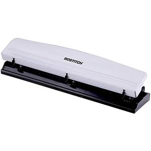 Bostitch Office Premium 3 Hole Punch, 12 Sheet Capacity, Metal, Rubber Base, Easy-Clean Tray, White (KT-HP12-WHITE)