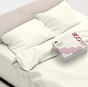 Mayfair Linen 800 Thread Count Egyptian Quality 100% Pure Cotton Sheets, Ivory Split King Size Sheet Set, Long Staple Cotton, Sateen Weave for Soft Feel, Fits Mattress Upto 18'' DEEP Pocket Mayfair Linen 800 Thread Count Egyptian Quality 100% Pure Cotton Sheets, Ivory Split King Size Sheet Set, Long Staple Cotton, Sateen Weave for Soft Feel, Fits Mattress Upto 18'' DEEP Pocket