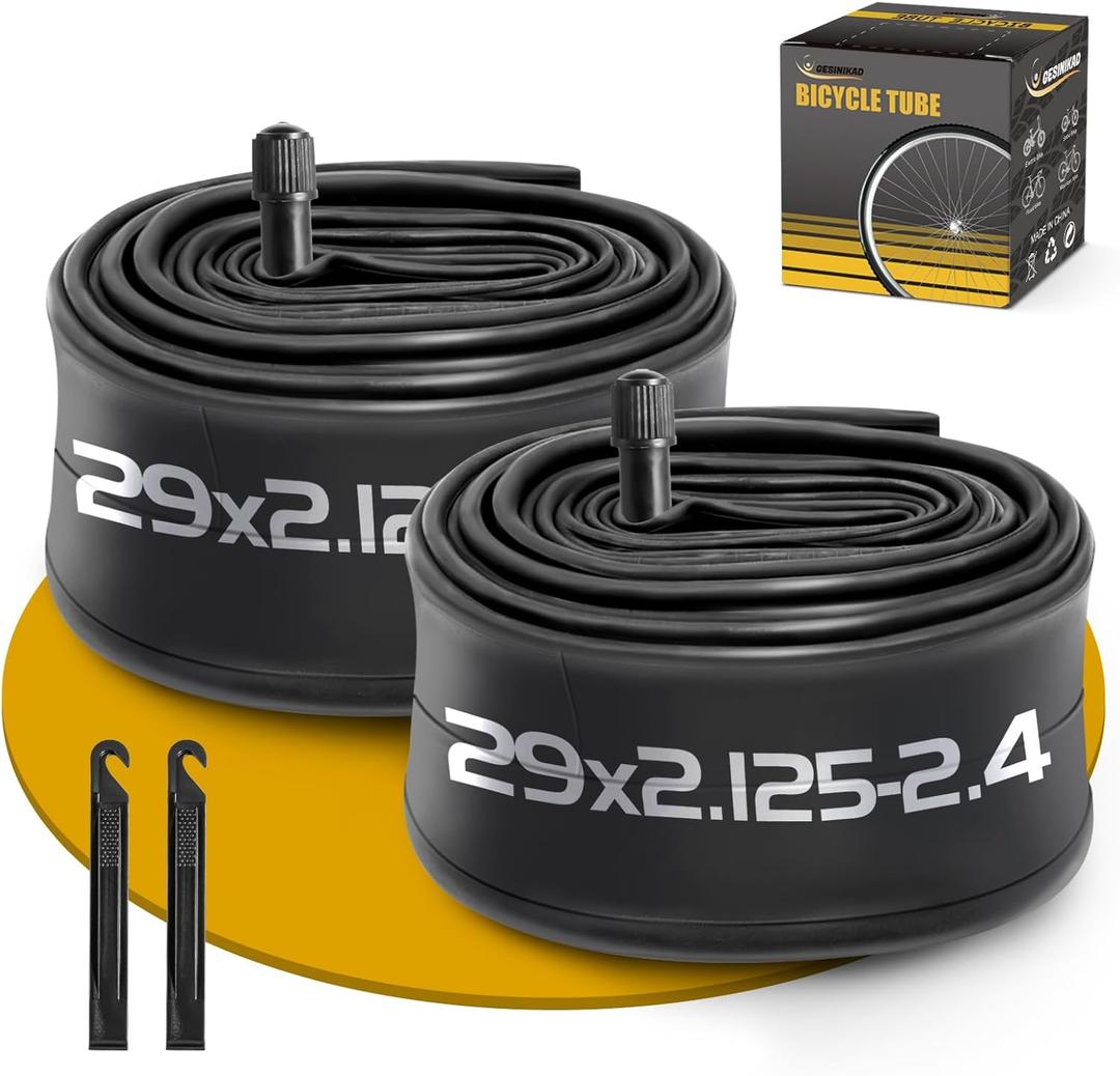 2 Pack 29 Inch Bike Tube, 29" Bicycle Tube for 29 x 2.125/2.2/2.25/2.3/2.35/2.4 Bike Tire, Butyl Rubber Inner Tube with 2 Tire Levers for Mountain MTB Bike