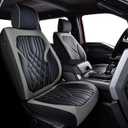 F150 Seat Covers, Napa Leather, for 2015-2025 Ford F150 SuperCrew and 2017-2025 F250 F350 F450 Heavy Duty(Full Set, Black&Gray)