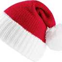 Giggling Getup Knitted Santa Hats with Pom Poms, Christmas Hat as Gift, Santa Hat for Xmas Party Dress Up (Red-adult)