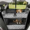 Dog Car Seat, Waterproof Pet Car Back Seat for Large Medium Dogs, Carseat for Dogs with Hard Bottom, Foldable Dog Carseat for Cars, Trucks and SUVs (Grey, L)