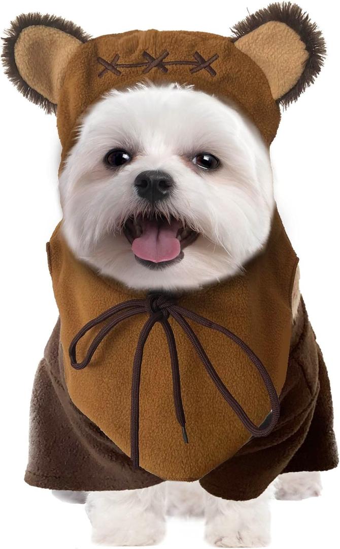 Bear Pet Costume Ears Hat Sweater Furry Clothes Cute Halloween Cosplay Costumes for Small Medium Large Dogs Cats (Large) 