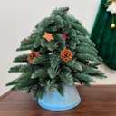 2 x 7.5 Inch Knitted Christmas Tree Collar, Rustic Mini Tree Skirt Base Cover for Small Tabletop Trees, Holiday Home Decor,Light Blue