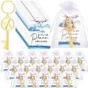 Landical 18 Sets Airplane Bottle Opener Keychains Flight Attendant Gifts with Inspirational Cards Travel Adventure Party Favor