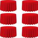 BRILLMAX 6 Pack Red Round Tablecloths 120 Inch - Circle Bulk Linen Polyester Fabric Washable Table Cloth Cover for Wedding Reception Banquet Birthday Party Buffet Restaurant