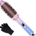1 1/2 Inch Thermal Brush, Curling Heated Brush Round Fast Heating for Women, Double Voltage for Travel for Hair Straightening Curling Volumize, Ceramic Tourmaline Technology (Muliti-colored)