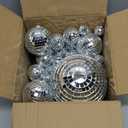 46 PCS Disco Mirror Ball Reflective Mini Glass Hanging Decorations Assorted Silver 6 Inches Large Disco Ball for Wedding Dance Music Ballroom Hall Props Club Stage Backdrop Props (6 Inch)