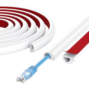 78" Wall Cord Hider, Self Adhesive Silicone Cord Covers for Wires On Wall, Cord Hider for Wall Mount TV, Flexible Cable Cover Raceway Kit for 1 Wire, White (0.59" W x 0.39" H)