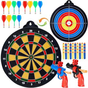 WDSMNAERW Magnetic Dart Board for Kids and Adult.16in 2 in 1 Double-Sided Large Size with 12 Magnetic Dart+12Sticky Balls,Safe Dart Game Set for 3-12 Year Old,Fun Family Game Friends Gifts