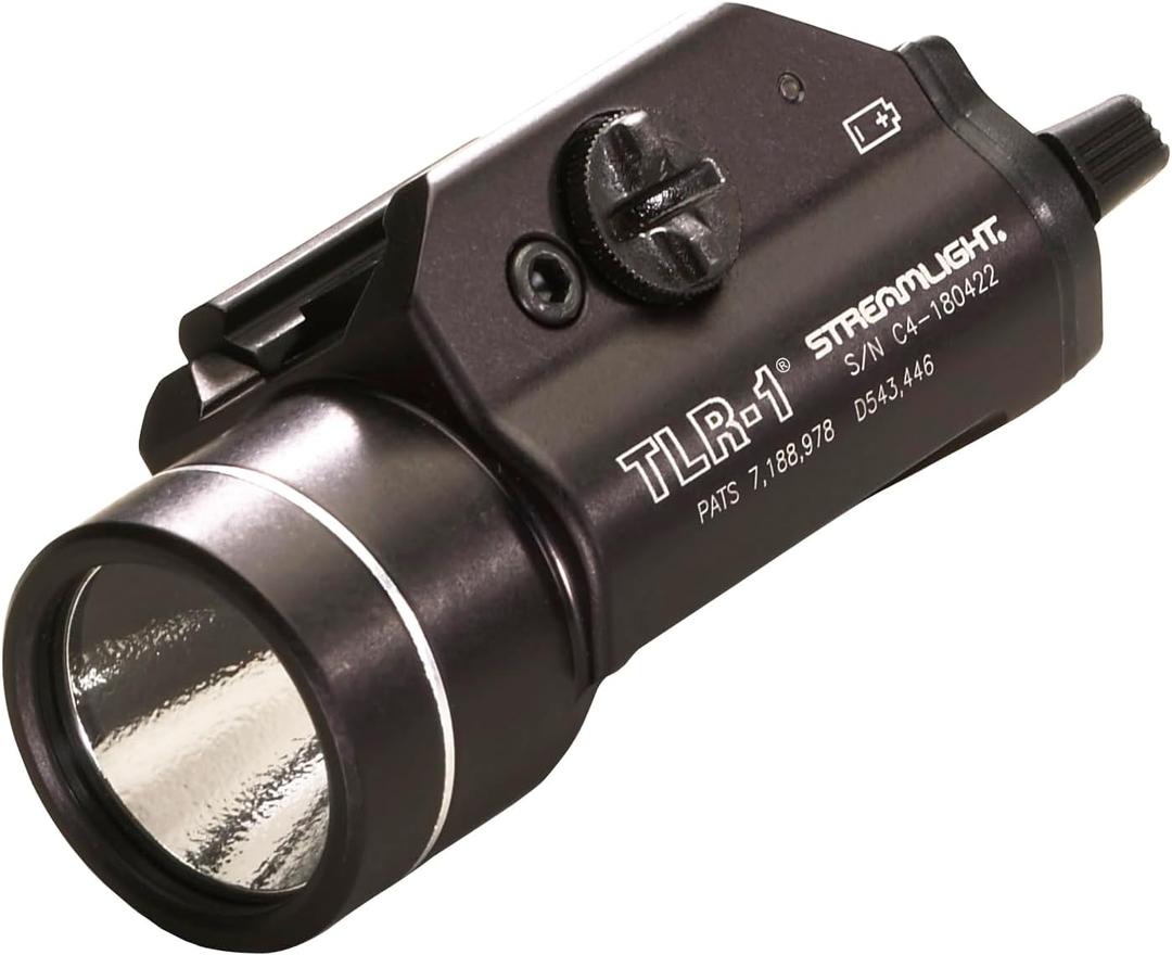 Streamlight 69110 TLR-1 300-Lumen 12,000-Candela Rail-Mounted Weapon Flashlight with Rail Locating Keys, Black