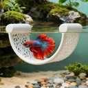 Floating Betta Hammock, Betta Fish Hammock, Floating Rest Platform or Small Aquariums, Nano Tanks, Shrimp, Corydoras, Betta Fish Tank Accessories, Fish Tank Decor, 3D Printed Aquarium Decor (White)