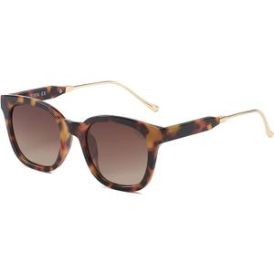 SOJOS Classic Square Polarized Sunglasses Womens Mens Retro Trendy UV400 Sunnies SJ2050 (Amber Tortoise/Brown)