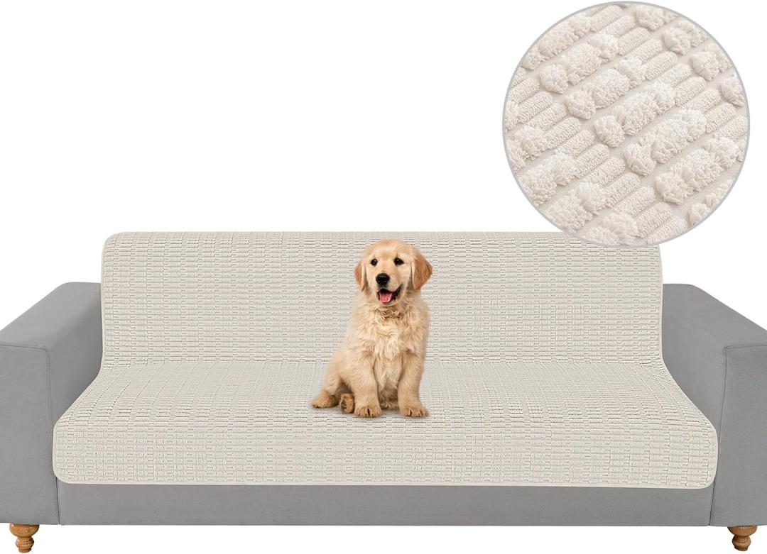 Foxdecor Couch Cover Sofa Covers Washable, Dog Bed Cover Couch Covers for 3 Cushion Couch Sofa Pet Friendly, Dog Couch Cover Furniture Covers for Pets.(Cream 58x82 inch)