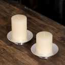 Metallic Silver Ceramic Candle Plate and Jewelry Dish Set of 2, 5" Diameter