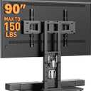 Perlegear Universal Swivel TV Stand for 42-85 90 Inch TVs, Television Stands with Pegboard Storage, Height Adjustable Table top TV Stand Mount, Glass Base up to 150 lbs, Max VESA 600x400mm PGTVS36