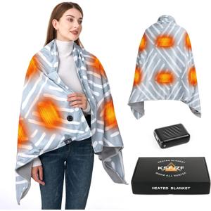 Cordless Heated Blanket with 20000mah Power Bank - 59"x35" Soft Striped Waffle Battery Heated Blanket, Fast Heating, 3 Heat Setting, Machine Washable Heated Throw Blanket Shawl