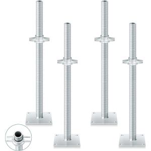Zonon 4 Pcs Adjustable Scaffolding Leveling Jack Hollow Screw Jacks with Base Plate for Baker Style Scaffolding Baker Scaffold (24 Inch)