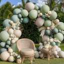 Dusty Green White Sand Balloon Garland - Double Stuffed Light Sage Green White Cream Balloon Arch Kit Latex Olive Beige Balloons for Baby Shower Birthday Woodland Wedding Wild One Party Decor