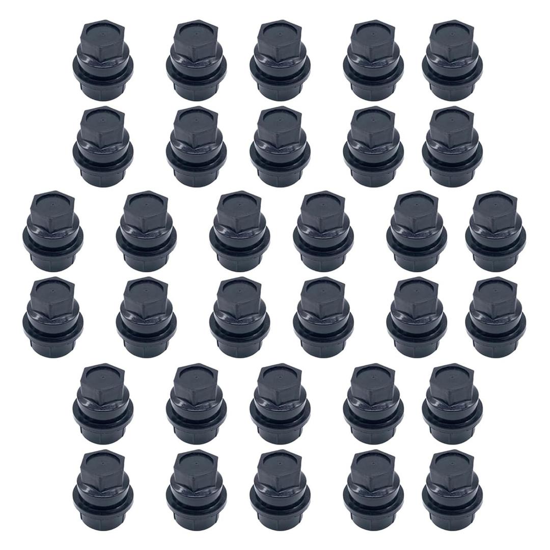 32PCS Lug Nut Covers Compatible with Chevy GMC 2500 1500 Full Size Truck Thread M27-2.0, Hexagon 22mm, Height 40mm,Black Wheel Lug Nut Covers Caps Replace for 15646250 6116071 711025 99956