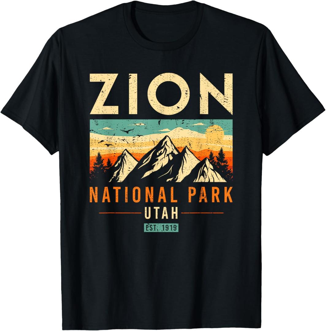 Zion Est 1919 Utah Vintage Retro National Park Youth T-Shirt, M