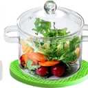 2L Clear Simmer Potpourri Pot with Lid 67OZ Glass Saucepan with Cover Glass Pots Set for Cooking On Stove Handmade Glass Cookware Set Cooktop Safe for Milk,Pasta Noodle, Soup (2.1 Quarts)