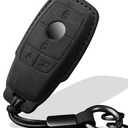 Xmzaimy Key Fob Cover for Mercedes Benz 2017-2020 E-Class S-Class 2019-2021 A-Class C-Class G-Class C E S G GLA GLC GLS GL GLE GLS Key case Smart Button Keys Case Protector Suede (Black, Style B)