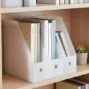 TEHAUX Desktop File Organizer Rack 3-Pack 10.62X9.44X3.54In Vertical Document Holder Office File Stand Compact Plastic Storage Racks for Desk Papers Books