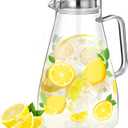 Domensi 74 oz / 2200 ml Glass Pitcher with Lid Water Pitcher with Handles Beverage Water Jar Glass Jug Hot and Cold Resistant Carafe for Tea Juice Milk Coffee Iced Beverage(Lemon)