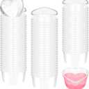 Layhit 100 Pcs Heart Shaped Storage Containers Plastic Mini Heart Box Clear Food Storage Containers with Lid Portion Cups for DIY Craft Liquid Foam Ball Soft Clay(1.7 oz)