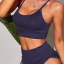 Herseas Womem 2 Piece High Waisted Bikini Sets Color Block Popular Swimsuits 2026 Summer Beach Swim Best Bathing Suits (L)