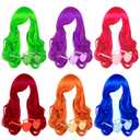Long Colored Wigs - 6 Pack Wavy Neon & Curly Color Wigs for Women - Come with Extra Neon Glasses - Bachelorette Party Favors Green